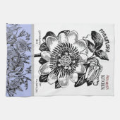 アンティークパッションフラワー – 文字ペリウィンクルの選択 キッチンタオル (横)