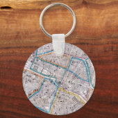 アンティークパリの地図 キーホルダー (正面)