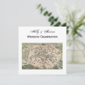 アンティークパリの地図DIY BG SQ 結婚's 招待状 (スタンド正面)