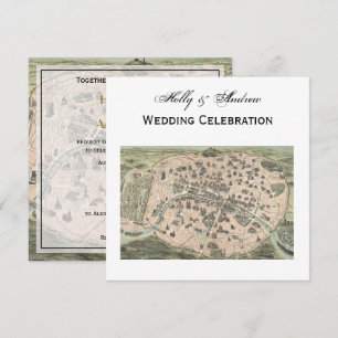 アンティークパリの地図DIY BG SQ 結婚's 招待状
