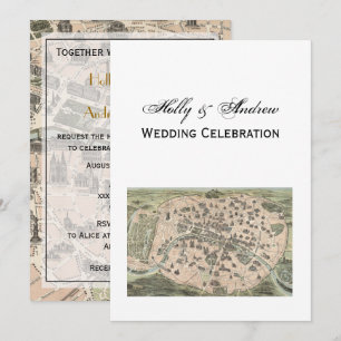 アンティークパリの地図DIY BG V 結婚's 招待状