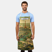 アンティークパリバードズアイビューマップ エプロン (着用した状態)