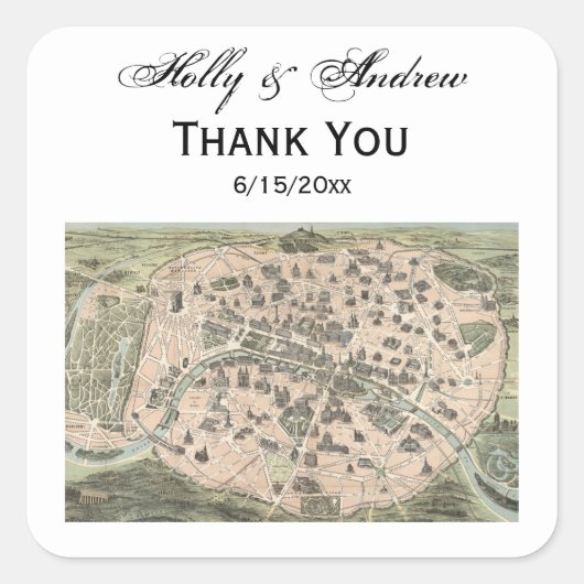 アンティークパリ通りマップDIY BG スクエアシール (正面)