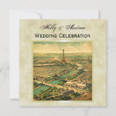 アンティークパリ ディストレスドBG #3 SQ ウェディング 招待状 (正面)