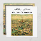 アンティークパリDIY背景色結婚SQ 招待状 (正面/裏面)