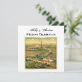 アンティークパリDIY背景色結婚SQ 招待状 (スタンド正面)