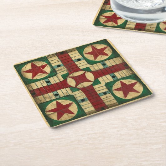 アンティークパルチェージゲームボードバイイーサンハーパー スクエアペーパーコースター (アングル)