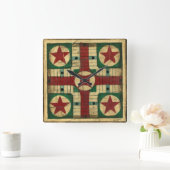 アンティークパルチェージゲームボードバイイーサンハーパー スクエア壁時計 (ホーム)