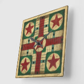 アンティークパルチェージゲームボードバイイーサンハーパー スクエア壁時計 (傾斜)