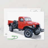 アンティークパワーワゴントラック葉書 ポストカード (正面/裏面)