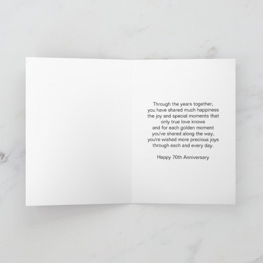 アンティークパーソナライズされたバラ70結婚周年記念 カード (内部)