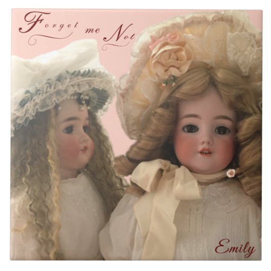 アンティークパーソナライズされた人形陶磁器タイル タイル (正面)