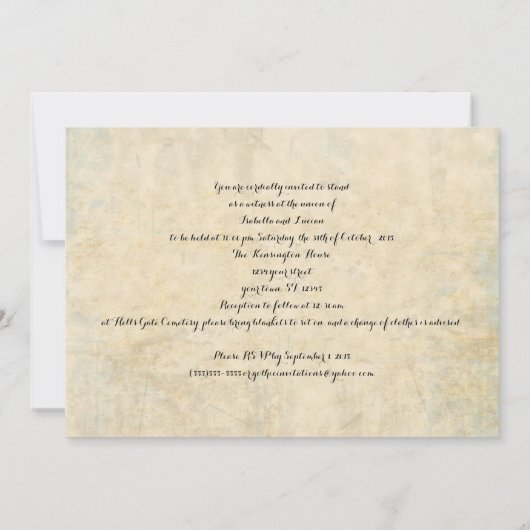 アンティークパーチメントプリント結婚式招待状 招待状 (裏面)