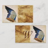 アンティークパーチメントモノグラム上のローラーの翼 名刺 (正面/裏面)