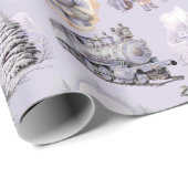 アンティークパープルビクトリアンクリスマスラッピング紙 ラッピングペーパー (ロールコーナー)