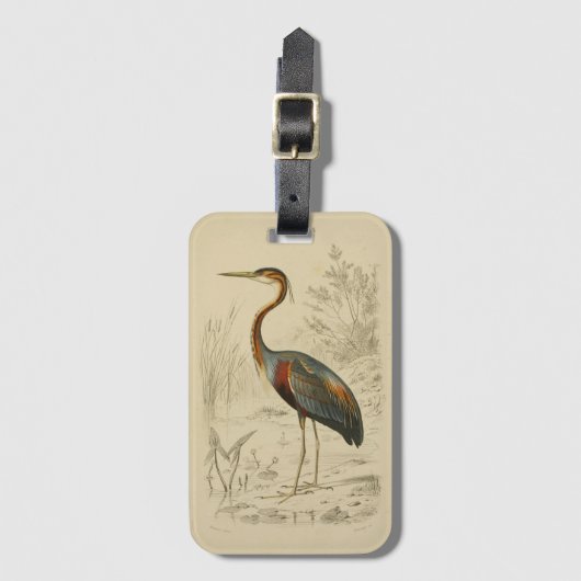 アンティークパープルヘロントラヴィエスエドウールプリント ラゲッジタグ (正面縦)