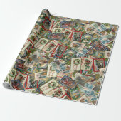 アンティークビクトリアンのクリスマスはがき ラッピングペーパー (アンロールド)