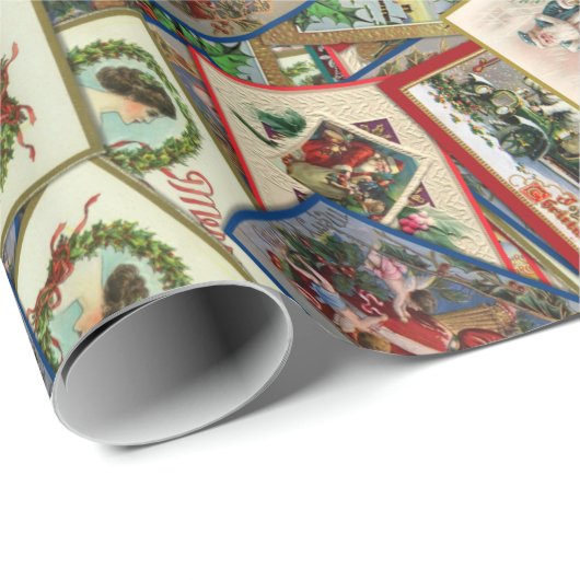 アンティークビクトリアンのクリスマスはがき ラッピングペーパー (ロールコーナー)