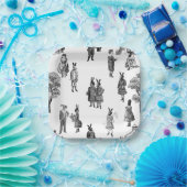 アンティークビクトリアンのベビーアニマルの子供の白いトイル ペーパープレート (パーティー)