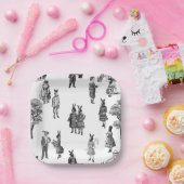 アンティークビクトリアンのベビーアニマルの子供の白いトイル ペーパープレート (パーティー)