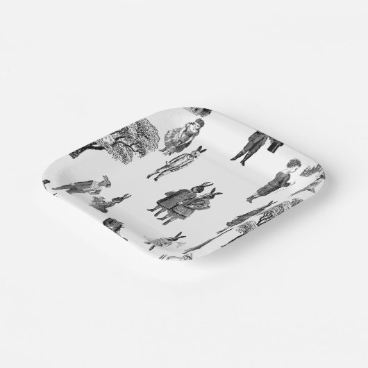 アンティークビクトリアンのベビーアニマルの子供の白いトイル ペーパープレート (傾斜あり)