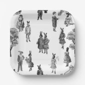 アンティークビクトリアンのベビーアニマルの子供の白いトイル ペーパープレート (正面)