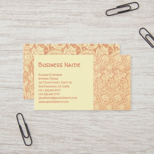 アンティークビクトリアンウィリアムモリスカーネーションバラ 名刺 (正面/裏面インサイチュ)