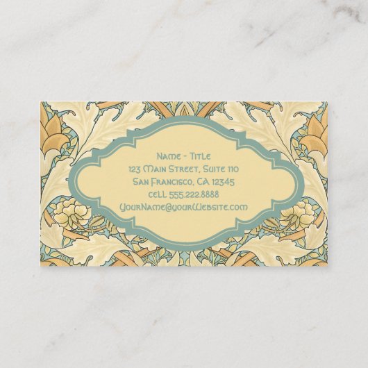 アンティークビクトリアンウィリアムモリス花フローラ 名刺 (裏面)