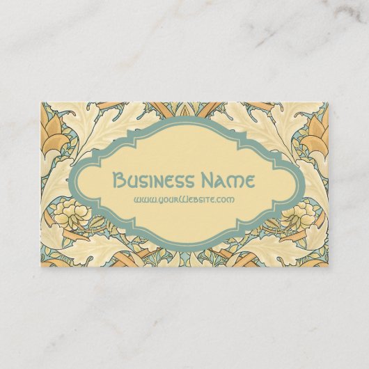 アンティークビクトリアンウィリアムモリス花フローラ 名刺 (正面)