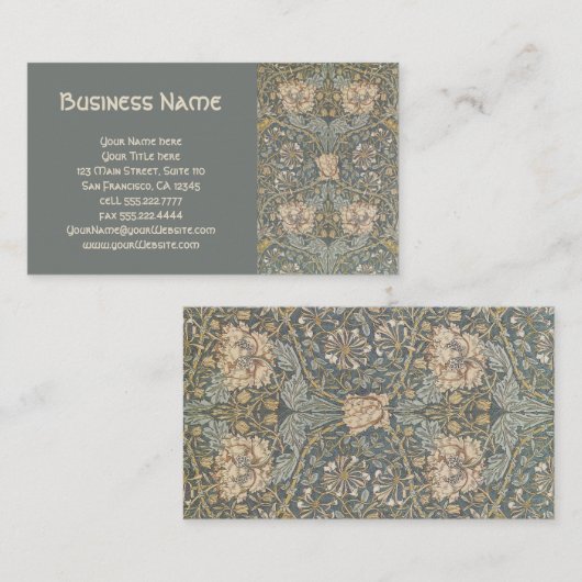 アンティークビクトリアンウィリアムモリス花フローラ 名刺 (正面/裏面)