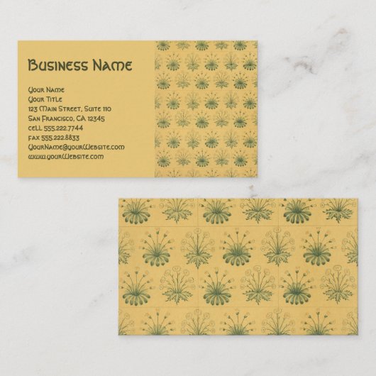 アンティークビクトリアンウィリアムモリス花フローラ 名刺 (正面/裏面)