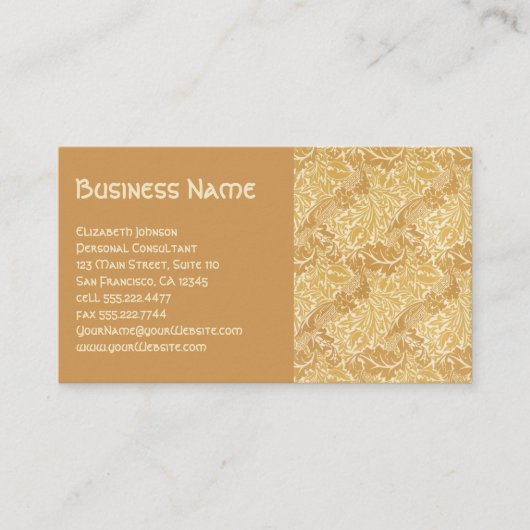 アンティークビクトリアンウィリアムモリス花フローラ 名刺 (正面)