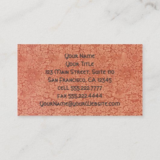 アンティークビクトリアンウィリアム・モリスフローラ・ダマスク 名刺 (裏面)