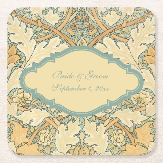 アンティークビクトリアンウィリアム・モリス・セント・ジェームズ・フローラ スクエアペーパーコースター (正面)