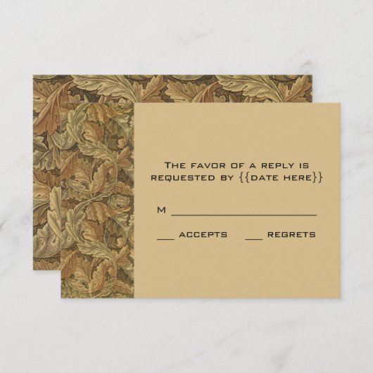 アンティークビクトリアンウォーム紅葉結婚ズ 出欠カード (正面/裏面)