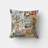 アンティークビクトリアンクリスマスエフェメラコラージュアート クッション (正面)