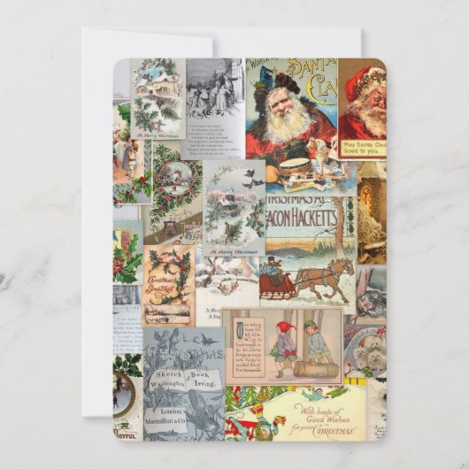 アンティークビクトリアンクリスマスエフェメラコラージュアート シーズンカード (正面)