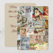 アンティークビクトリアンクリスマスエフェメラコラージュアート シーズンカード (正面/裏面)