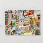 アンティークビクトリアンクリスマスエフェメラコラージュアート シーズンカード (正面/裏面)