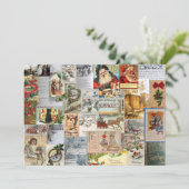 アンティークビクトリアンクリスマスエフェメラコラージュアート シーズンカード (スタンド正面)