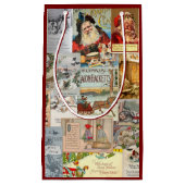 アンティークビクトリアンクリスマスエフェメラコラージュアート スモールペーパーバッグ (正面)