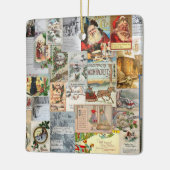 アンティークビクトリアンクリスマスエフェメラコラージュアート セラミックオーナメント (左)