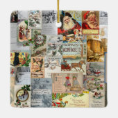 アンティークビクトリアンクリスマスエフェメラコラージュアート セラミックオーナメント (裏面)