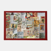 アンティークビクトリアンクリスマスエフェメラコラージュアート ドアマット (正面)