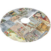 アンティークビクトリアンクリスマスエフェメラコラージュアート ブラッシュドポリエステルツリースカート (アングル)