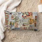 アンティークビクトリアンクリスマスエフェメラコラージュアート ランバークッション (ブランケット)