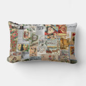 アンティークビクトリアンクリスマスエフェメラコラージュアート ランバークッション (正面)