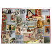 アンティークビクトリアンクリスマスエフェメラコラージュアート ラージペーパーバッグ (裏面)