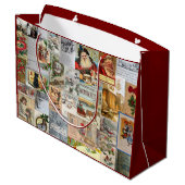 アンティークビクトリアンクリスマスエフェメラコラージュアート ラージペーパーバッグ (裏面アングル)