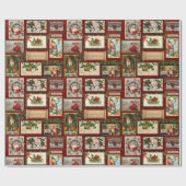 アンティークビクトリアンクリスマスカードコラージュ ラッピングペーパー (フラット)